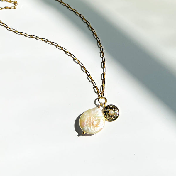 Artemis Coin & Pearl Necklace - Gather Brooklyn