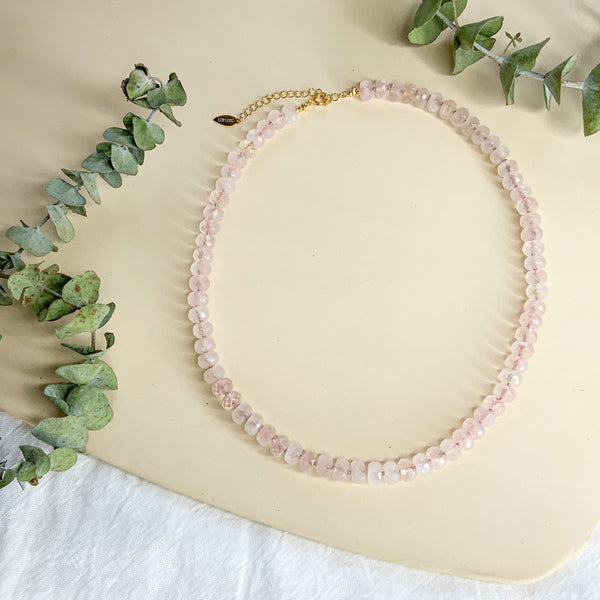 Rose Quartz Candy Bead Necklace - Gather Brooklyn