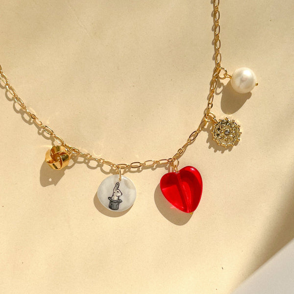 Lucky Rabbit Heart Charm Necklace - Gather Brooklyn