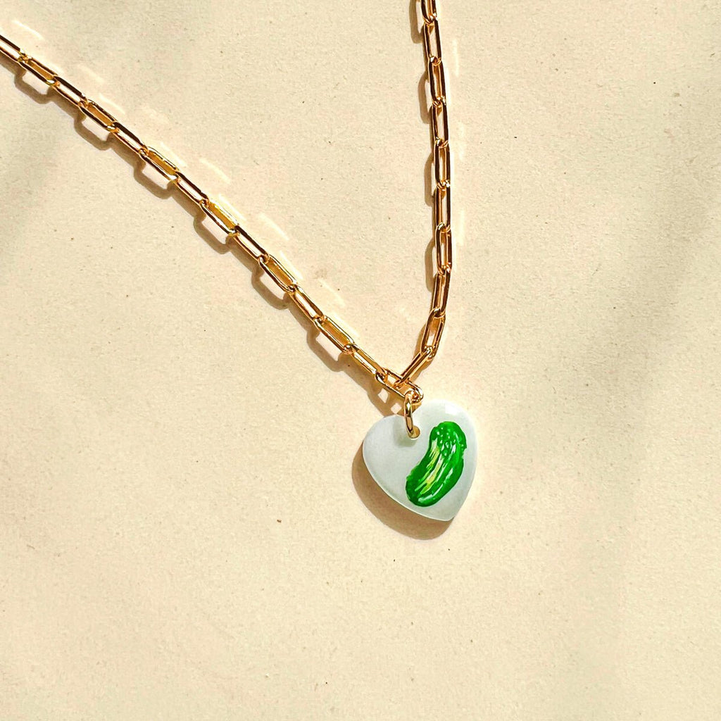 Painted Pickle Charm Necklace - Gather Brooklyn