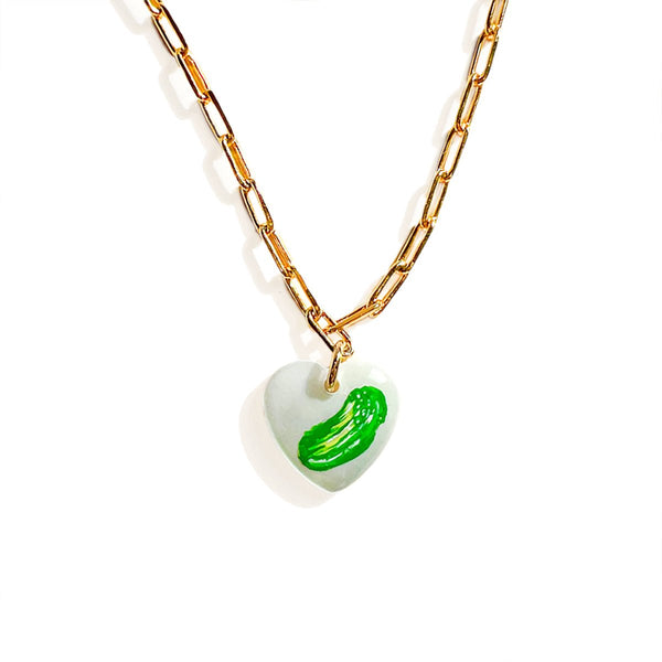 Painted Pickle Charm Necklace - Gather Brooklyn