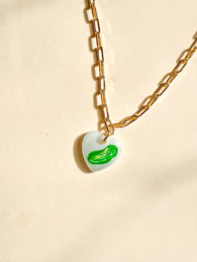 Painted Pickle Charm Necklace - Gather Brooklyn