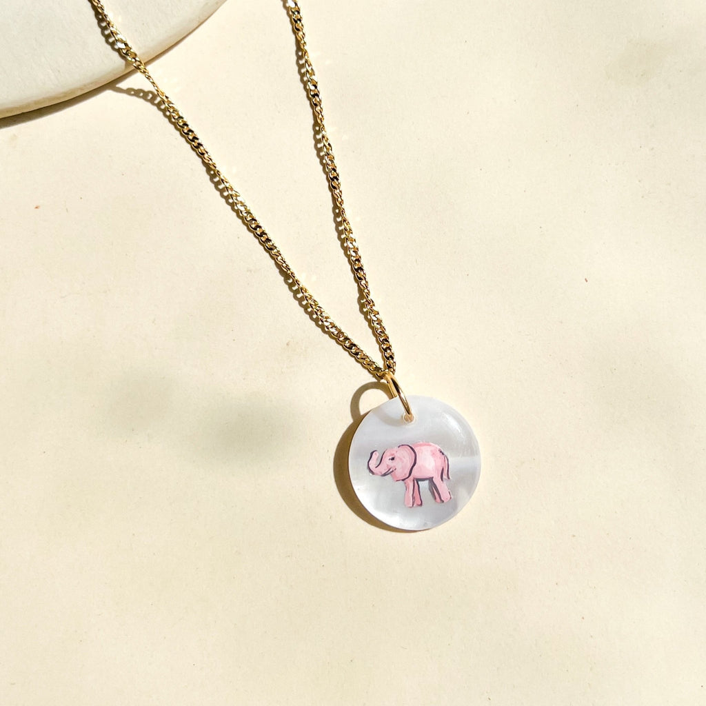 Pink Elephant Charm Necklace - Gather Brooklyn