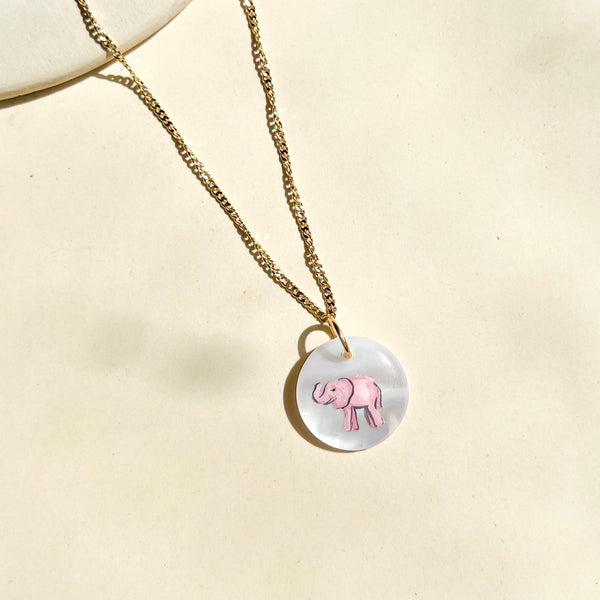 Pink Elephant Charm Necklace - Gather Brooklyn