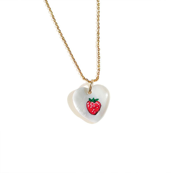Strawberry Heart Charm Necklace - Gather Brooklyn