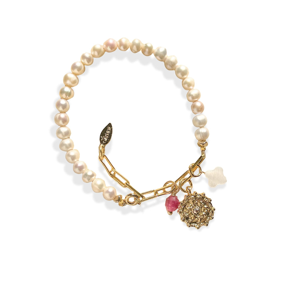 Tory Charms & Pearl Bracelet - Gather Brooklyn