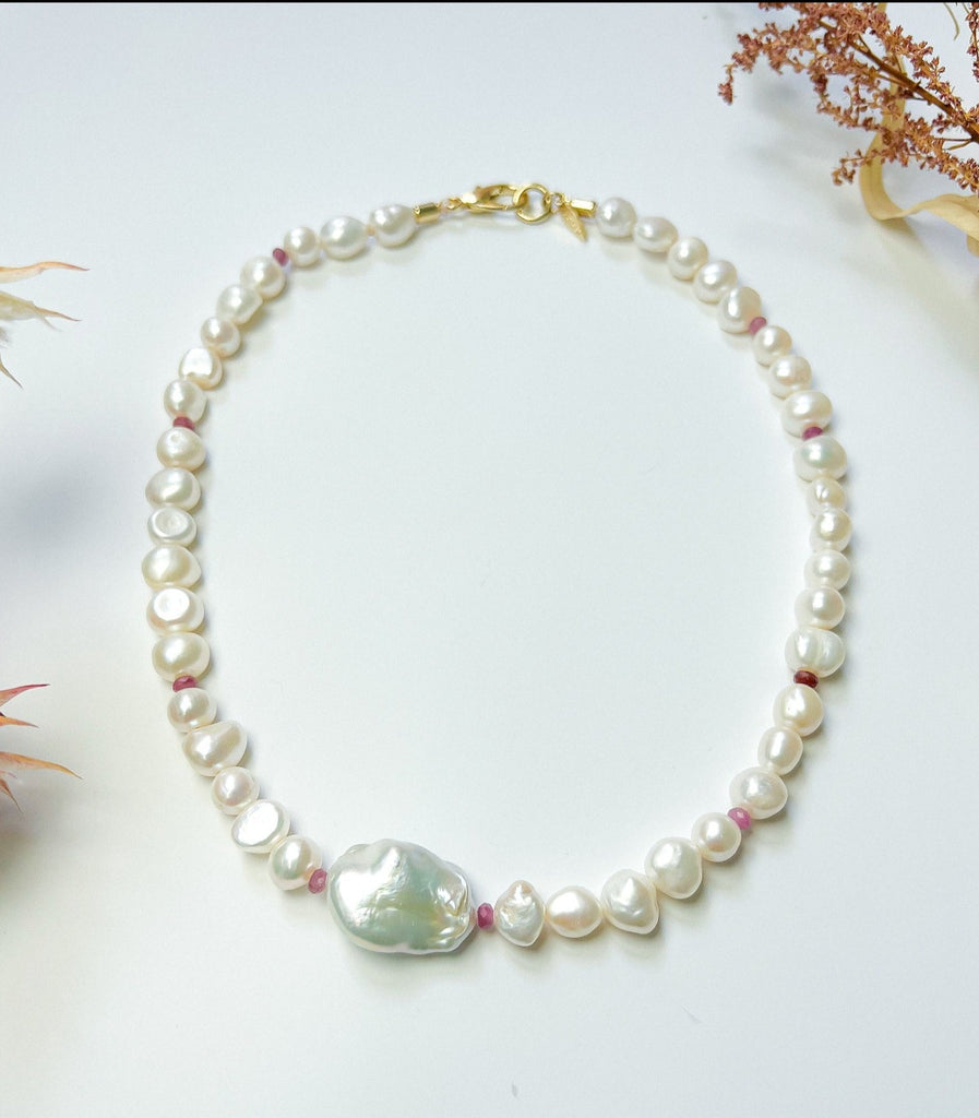 Elevate your style with the Calliope Pearl Necklace, ethically handcrafted design. Gather Brooklyn - Gather Brooklyn