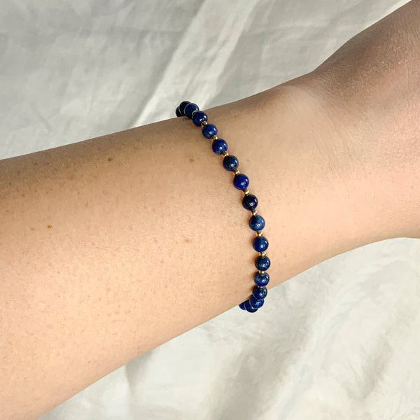 Mini Moon Bead Bracelet - Lapis Lazuli - Gather Brooklyn
