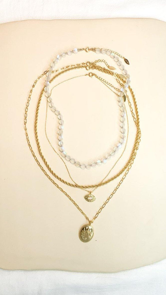 Moon Bead Necklace - Magic White Quartz - Gather Brooklyn