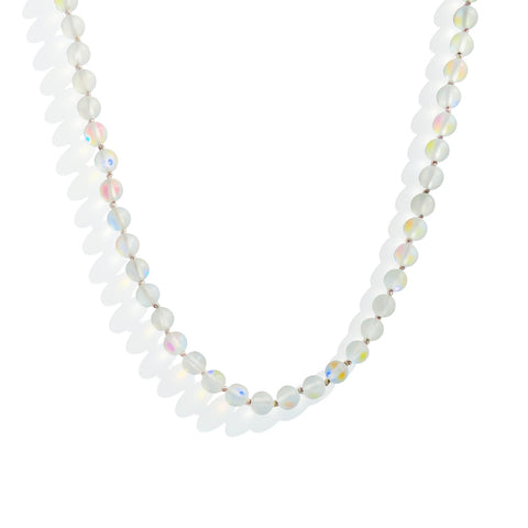 Moon Bead Necklace - Magic White Quartz - Gather Brooklyn