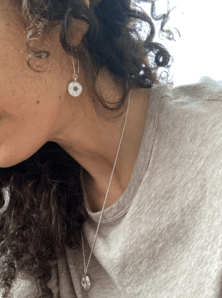 Rosette Drop Earrings - Silver - Gather Brooklyn